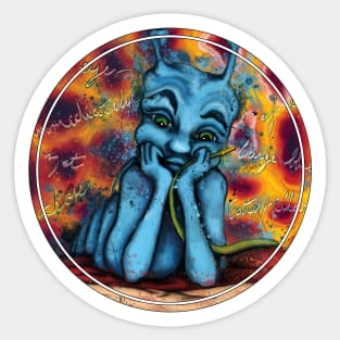 Blue caterpillar from Alice in Wonderland, trippy psychedelic art Sticker